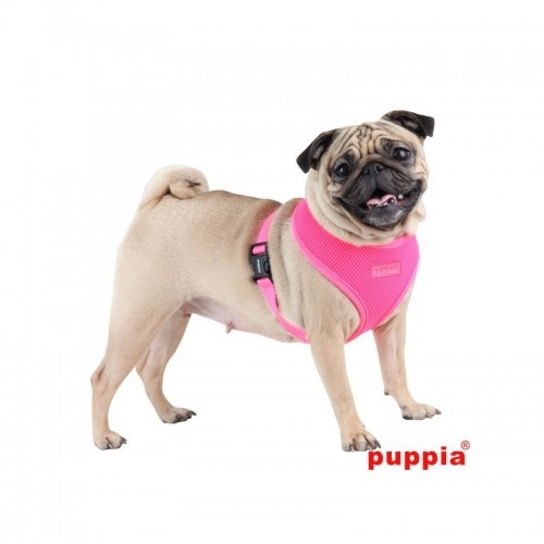 Coleira peitoral macia neon para cães, rosa