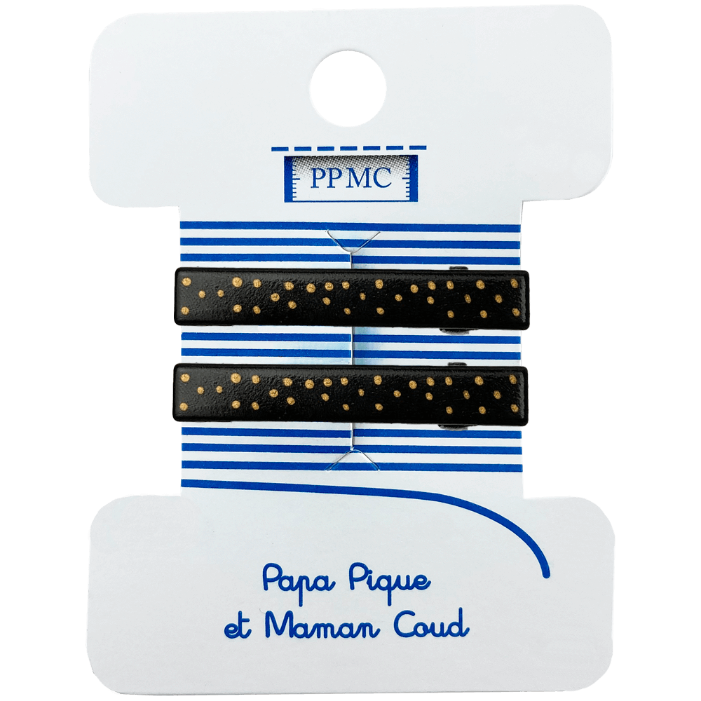 Petite Barrette Croco Noir Pailleté