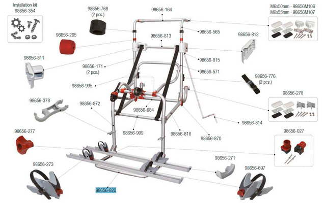 Fiamma Auflagebügel Kit passend für Carry Bike Lift 77 E-Bike - Fiamma Ersatzteilnummer 98656-820