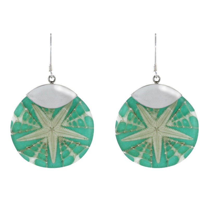 Boucles d'Oreilles Argent Disque Etoile de Mer