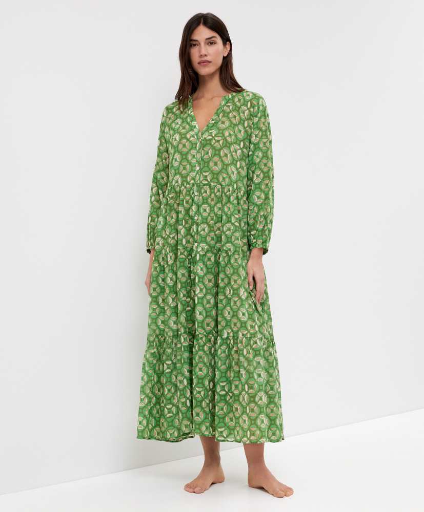 Vestido túnica, 100% algodão, estampado