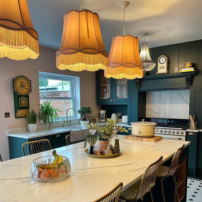 Retro hanglamp goud 45 cm - Granny
