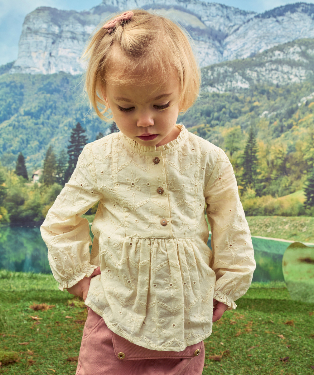 BLOUSE EN COTON ÉCRU AVEC BRODERIE ANGLAISE BÉBÉ FILLE