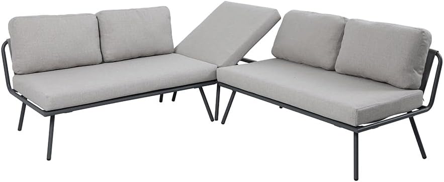Riess Ambiente Outdoor Lounge Sitzgruppe Mobile MODULAR - anthrazit hellgrau - mit Tisch wetterfest Polyrattan Gartenmöbel Set