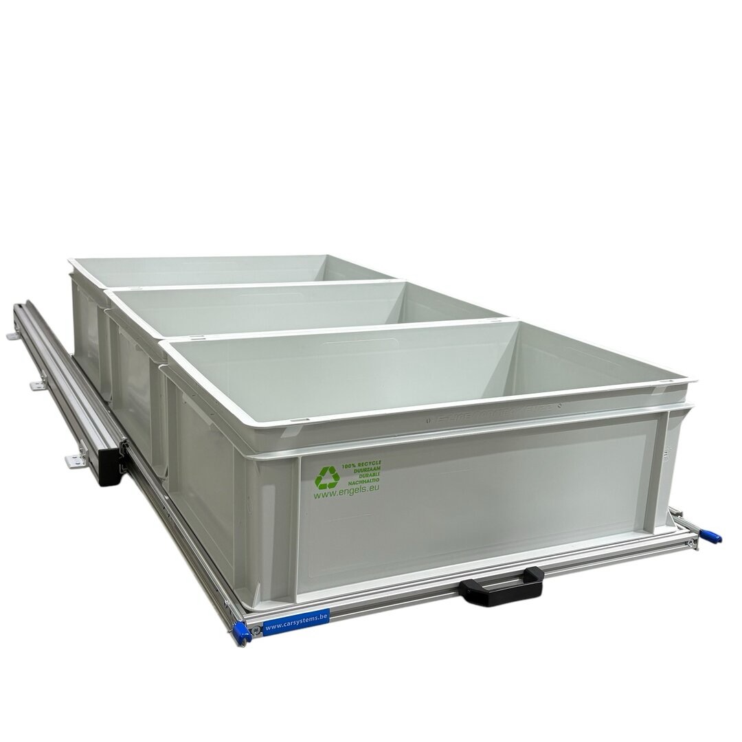 Aluminium 120 x 60 cm schuifframe met 3 open bakken