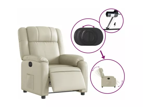 Fauteuil inclinable électrique Crème Similicuir