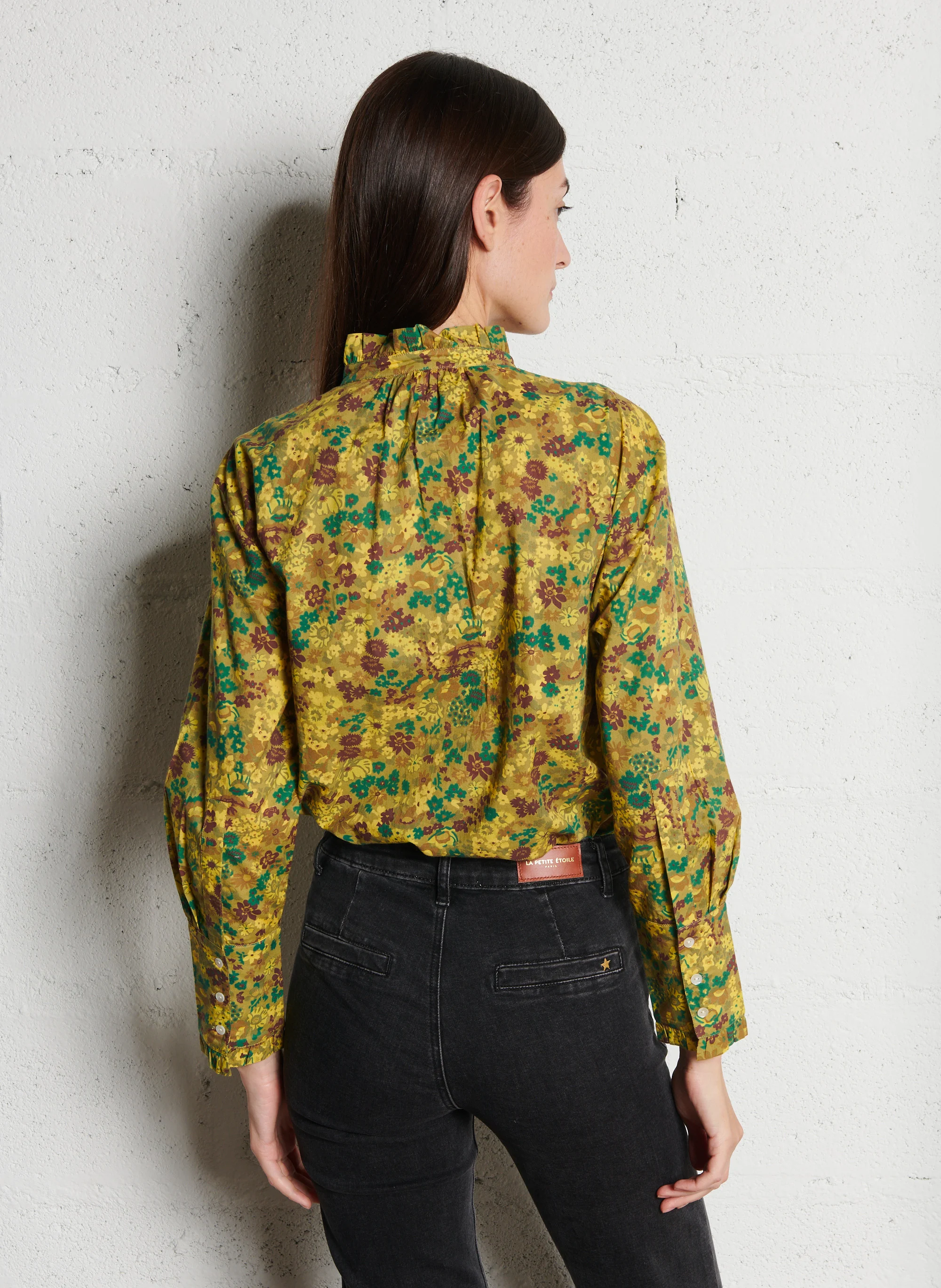 LIBERIA - Chemise colà volant en coton | Vert