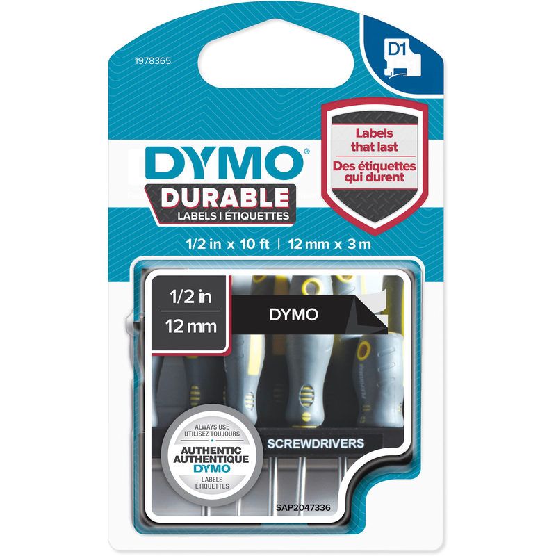 Dymo Band D1, 1978365, 12 mm, weiss auf schwarz