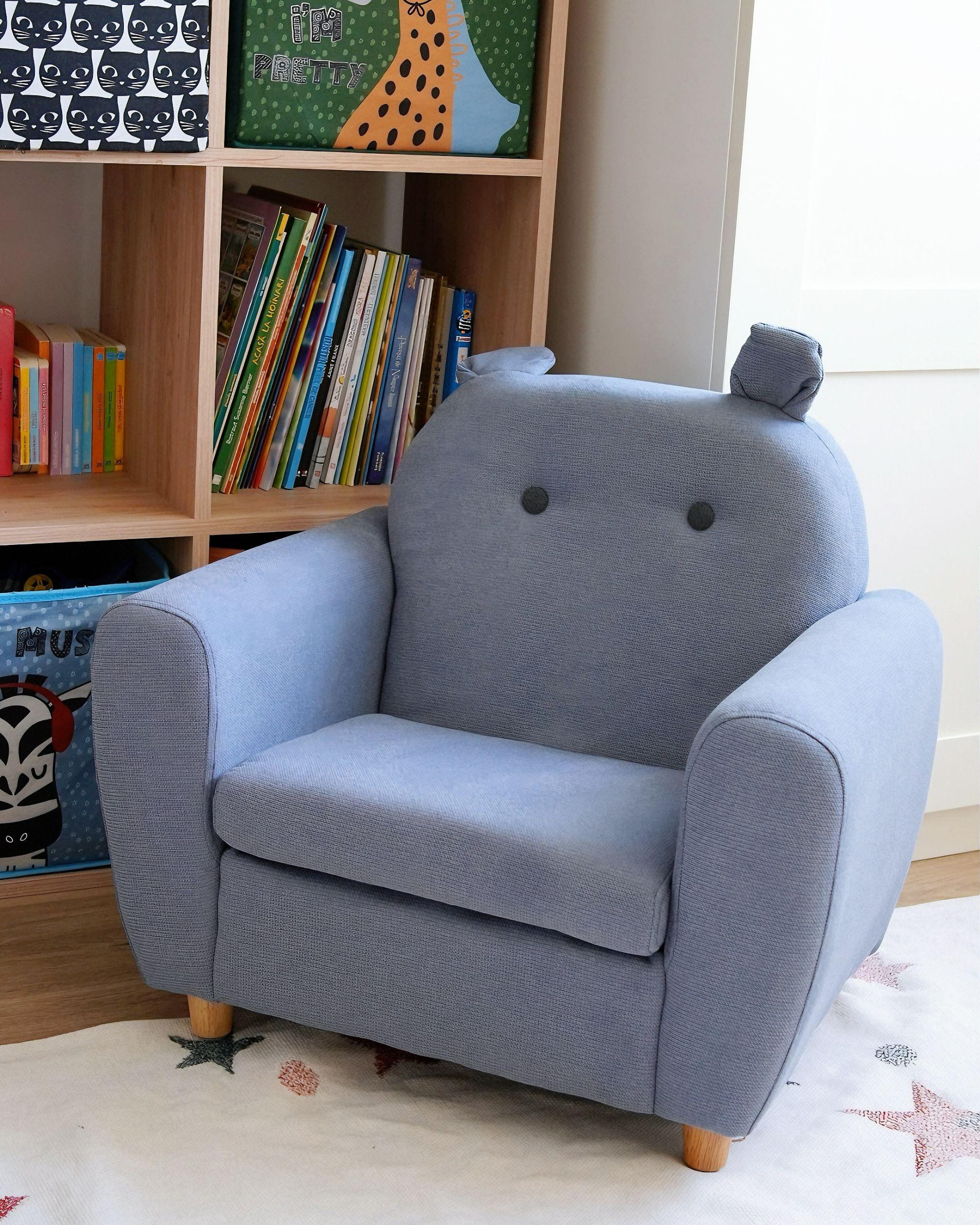 Kinderfauteuil Nijlpaard MARIBO Stof Blauw