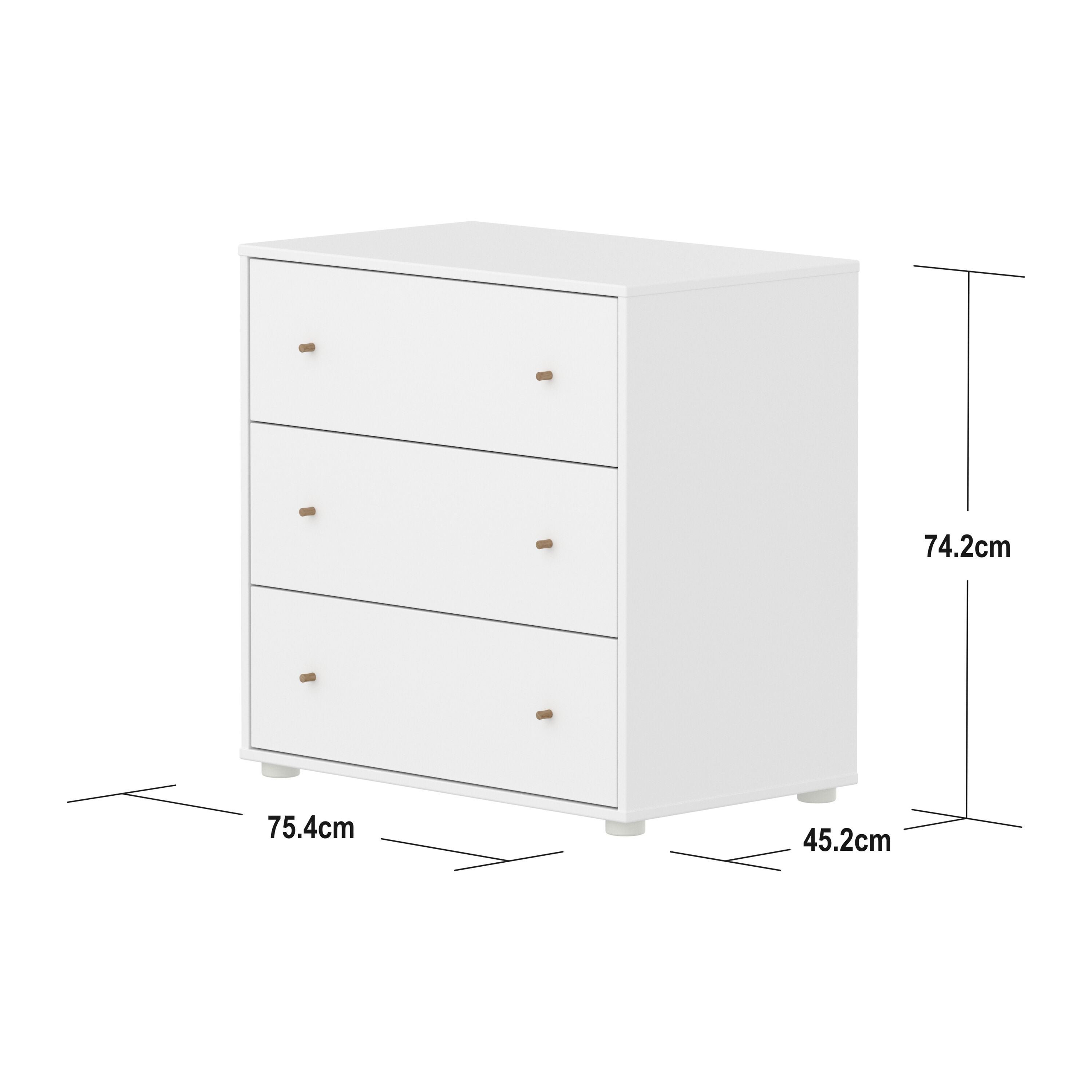 Flexa SAGA Kommode - Weiss / B: 75.0 cm x T: 45.0 cm x H: 74.0 cm
