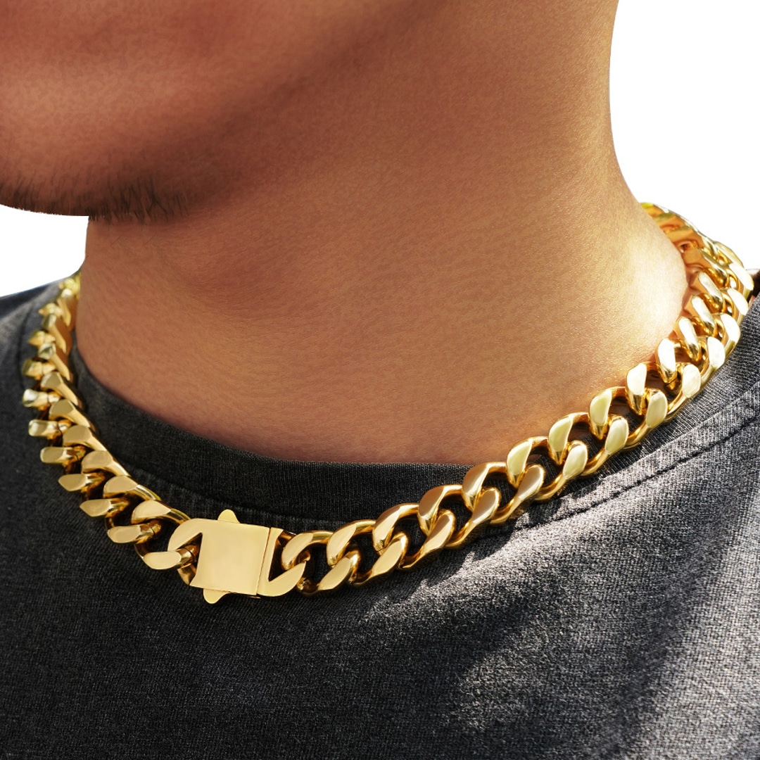 14mm Cuban Link Panzerkette vergoldet