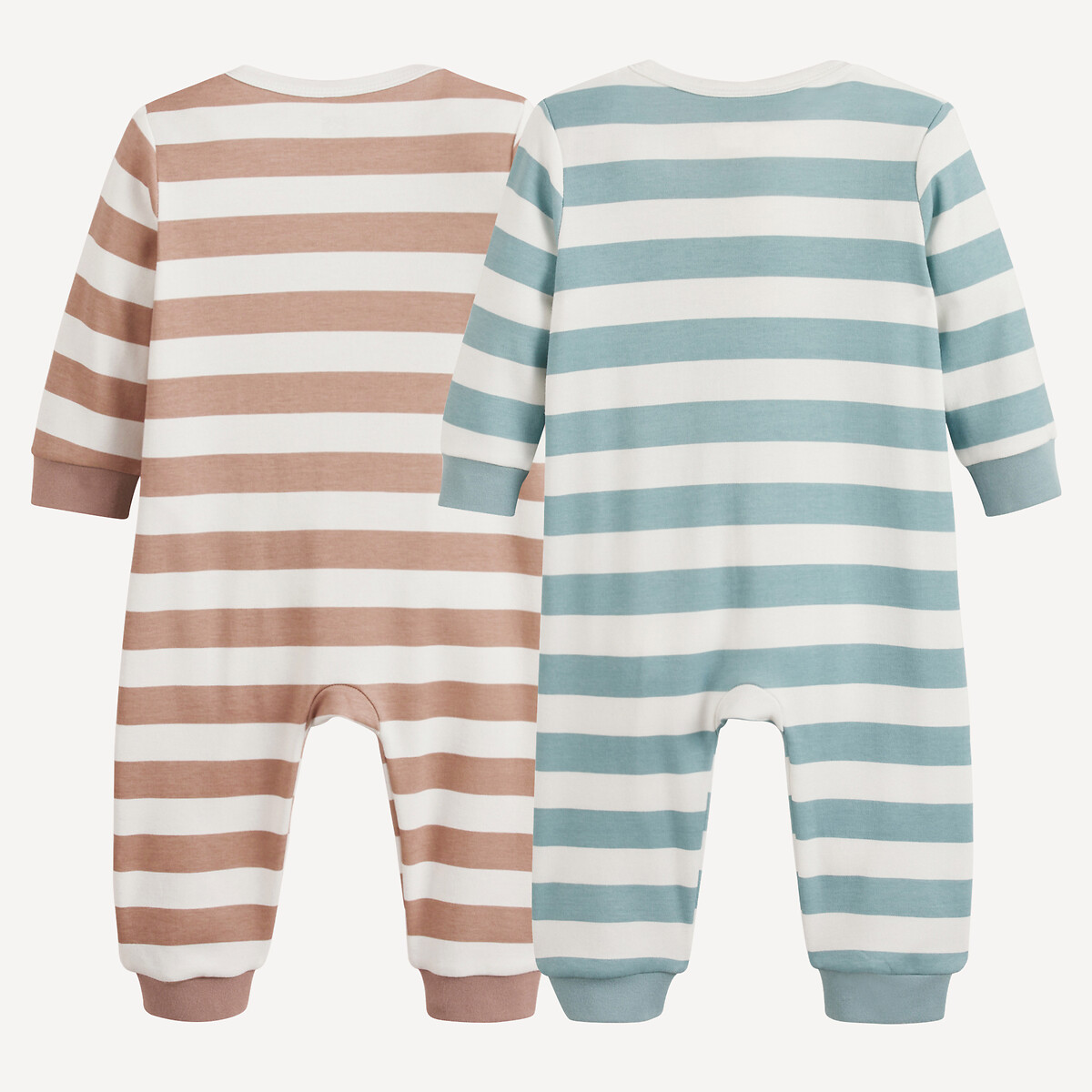COLEÇÃO LA REDOUTE<br>Conjunto de 2 pijamas listrados de uma peça sem pés
