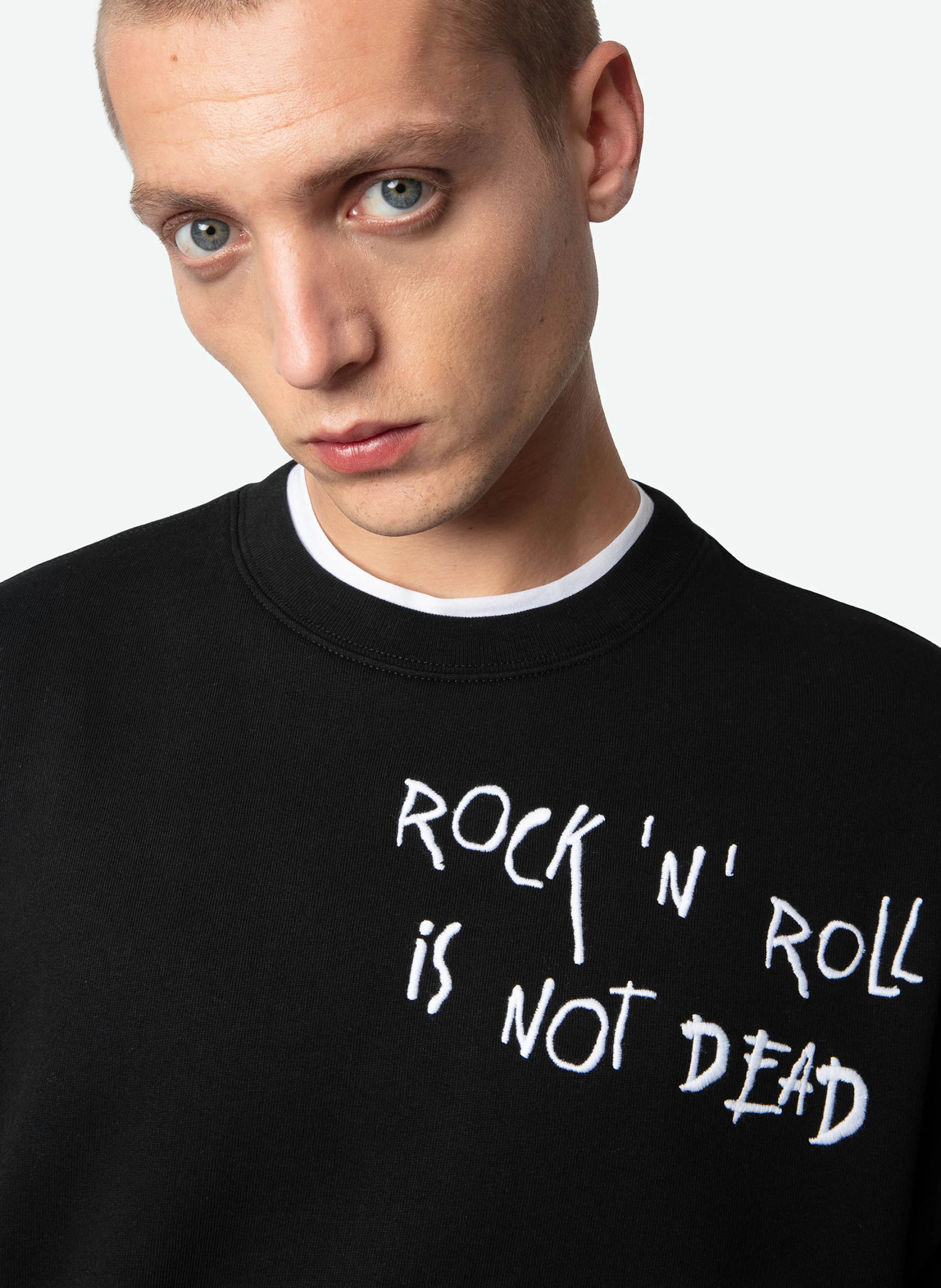 AIME MO ROCK N ROLL - Sweat brodé en coton| Noir