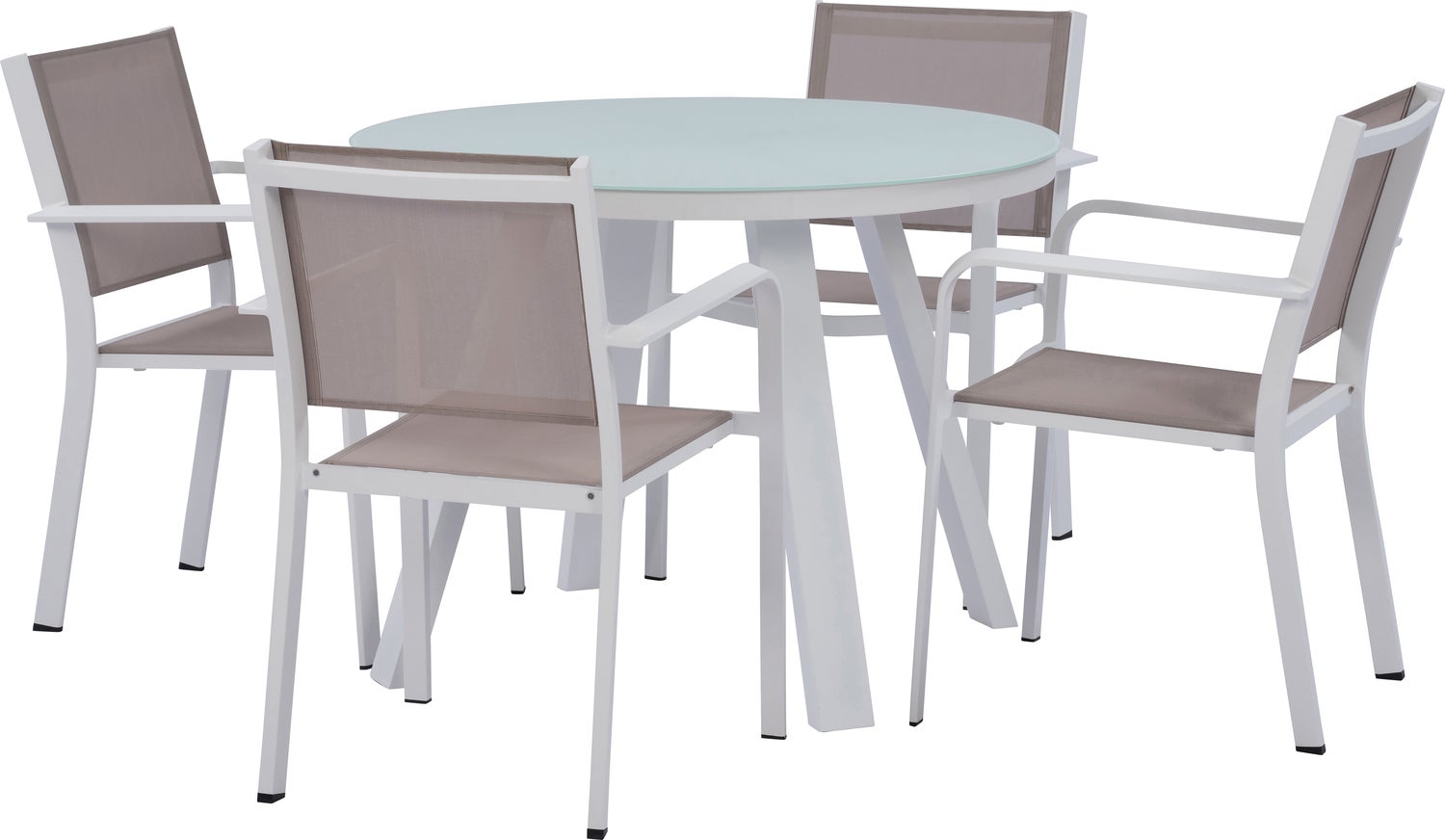 Intratuin 4-zits diningset Levi stapelstoel wit
