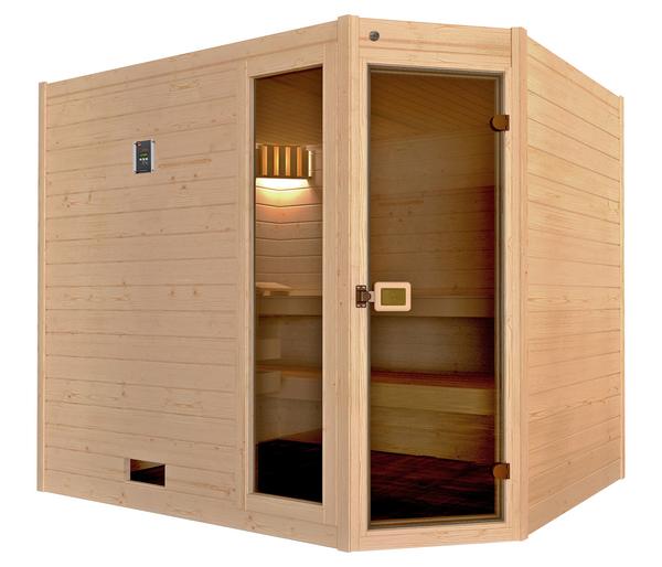 Weka Ecksauna Valida mit Glastür und Fenster