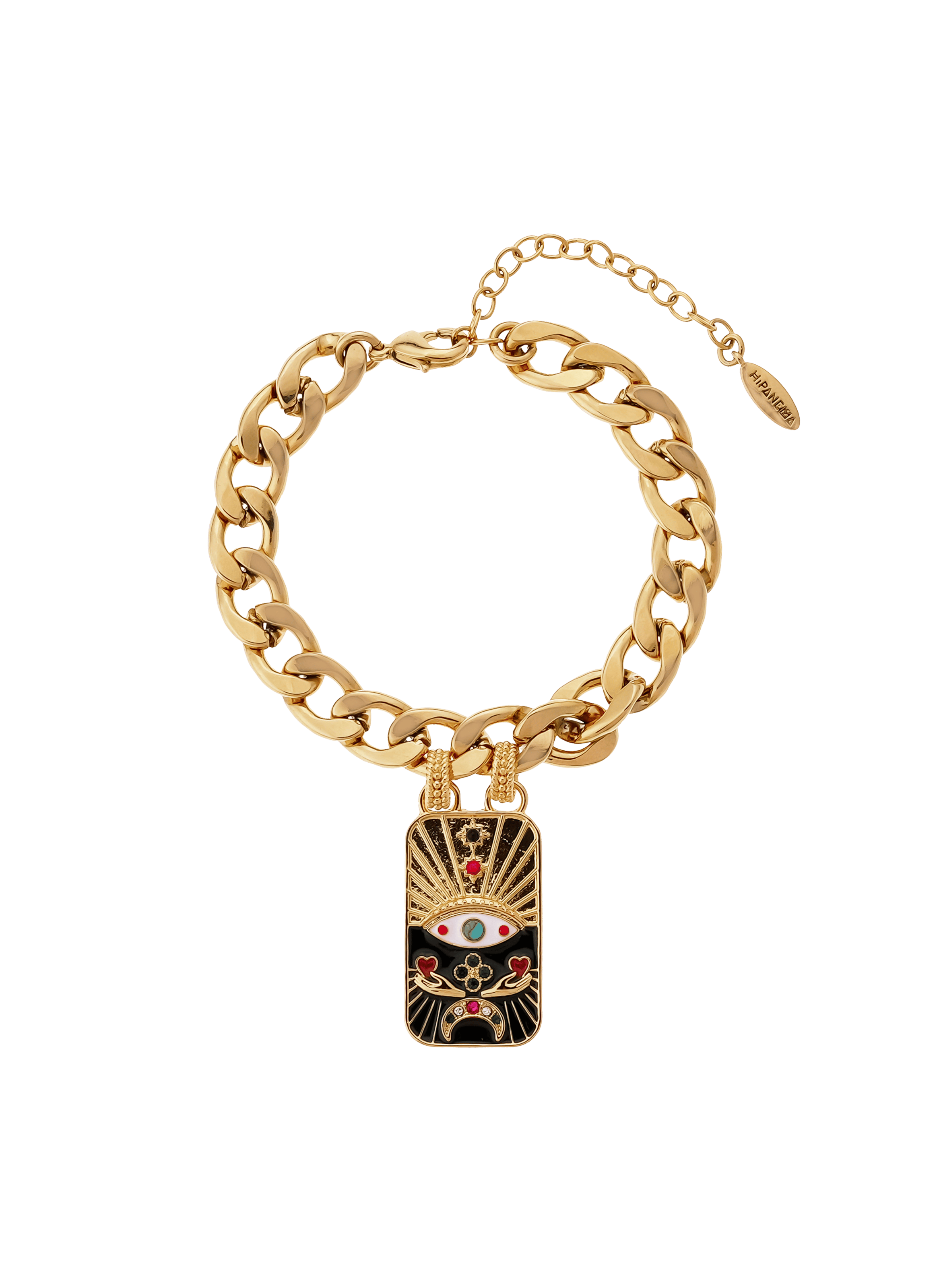 CAYRO - Bracelet grosse maille avec pendentif en laiton | Noir