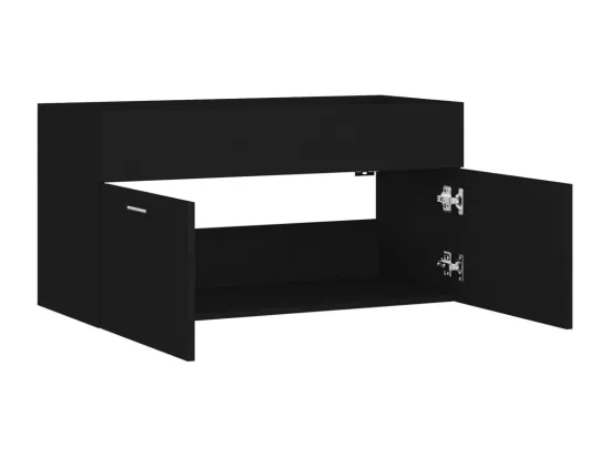 Armoire d'évier Noir 90x38,5x46 cm Bois d’ingénierie