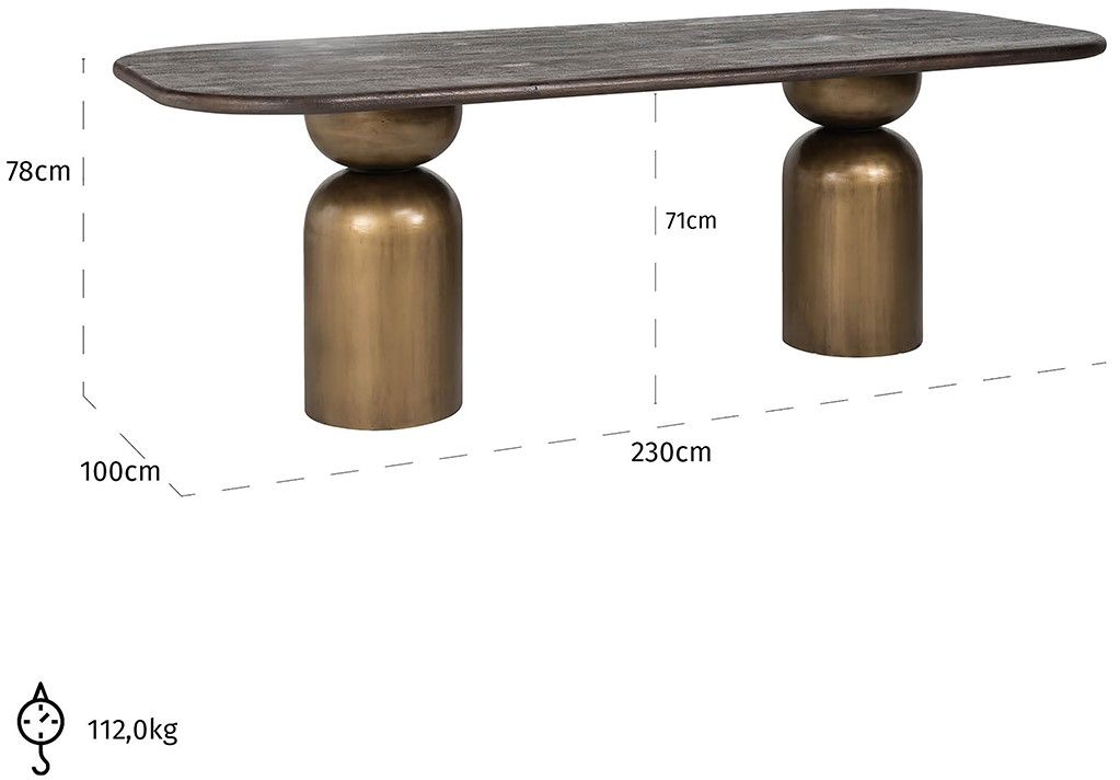 Eettafel 211828 Cavo B230 x D100 x H78 cm