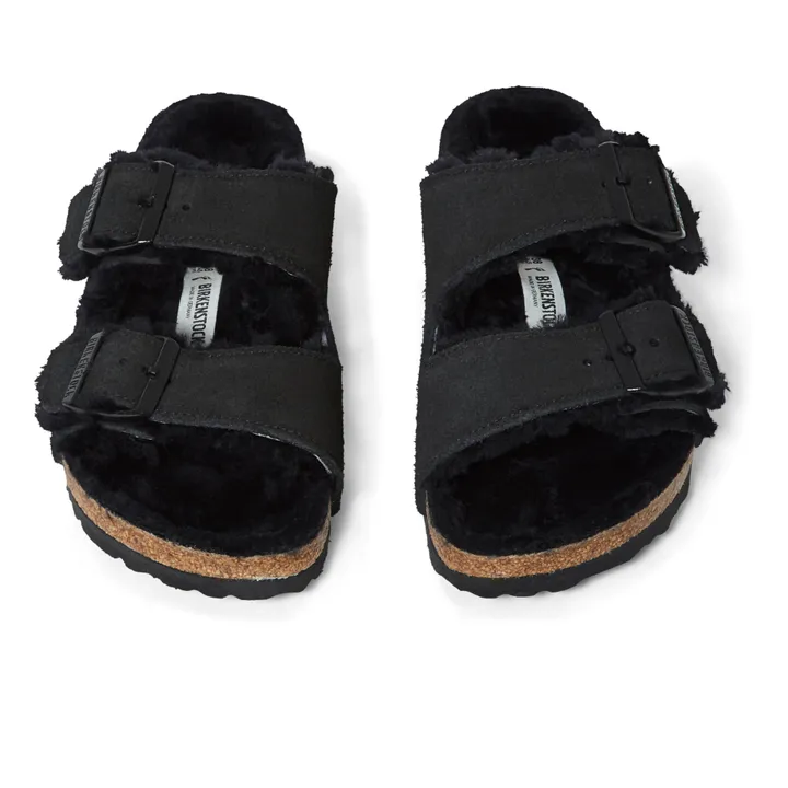 BIRKENSTOCK Sandales Arizona Shearling - Collection Adulte  | Noir