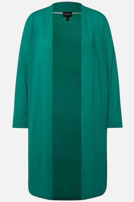 Long-Strickjacke, Glitzer, Stehkragen, V-Ausschnitt