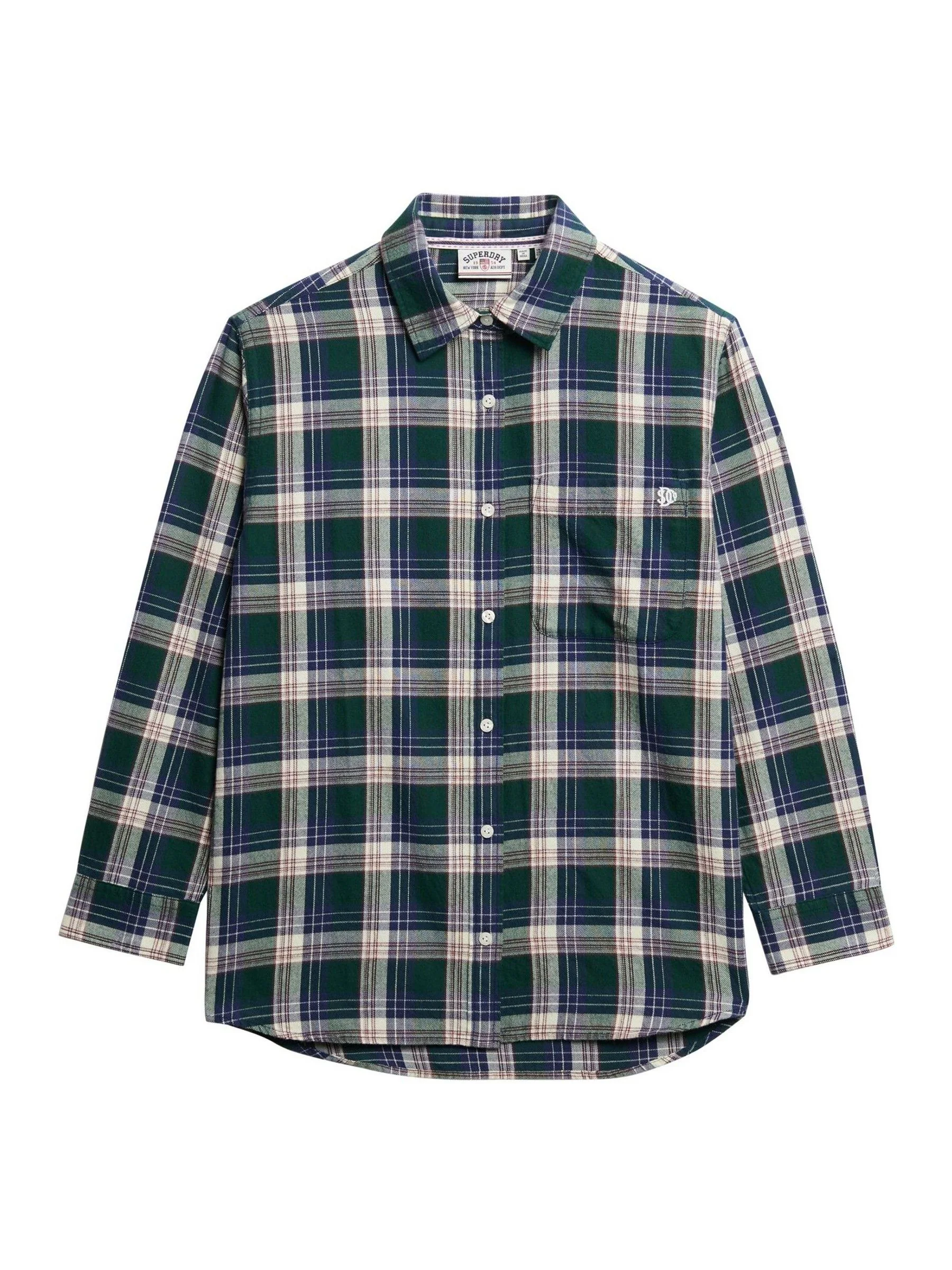 Groen - Superdry Check Flannel Boyfriend Shirt