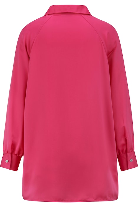Bluse, Satin, Hemdkragen, Langarm