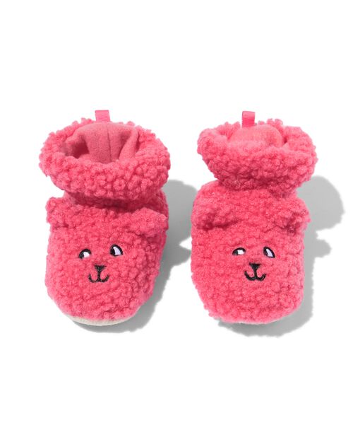 chaussons bébé teddy chat  rose