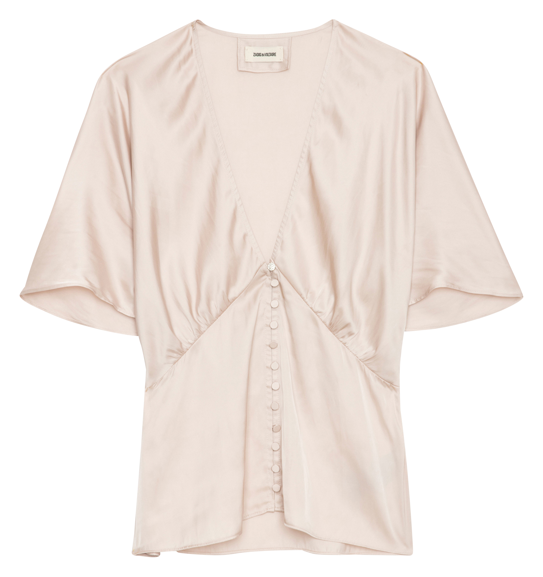 THODRI - Top col V droit en fibres recyclées mélangées | Rose