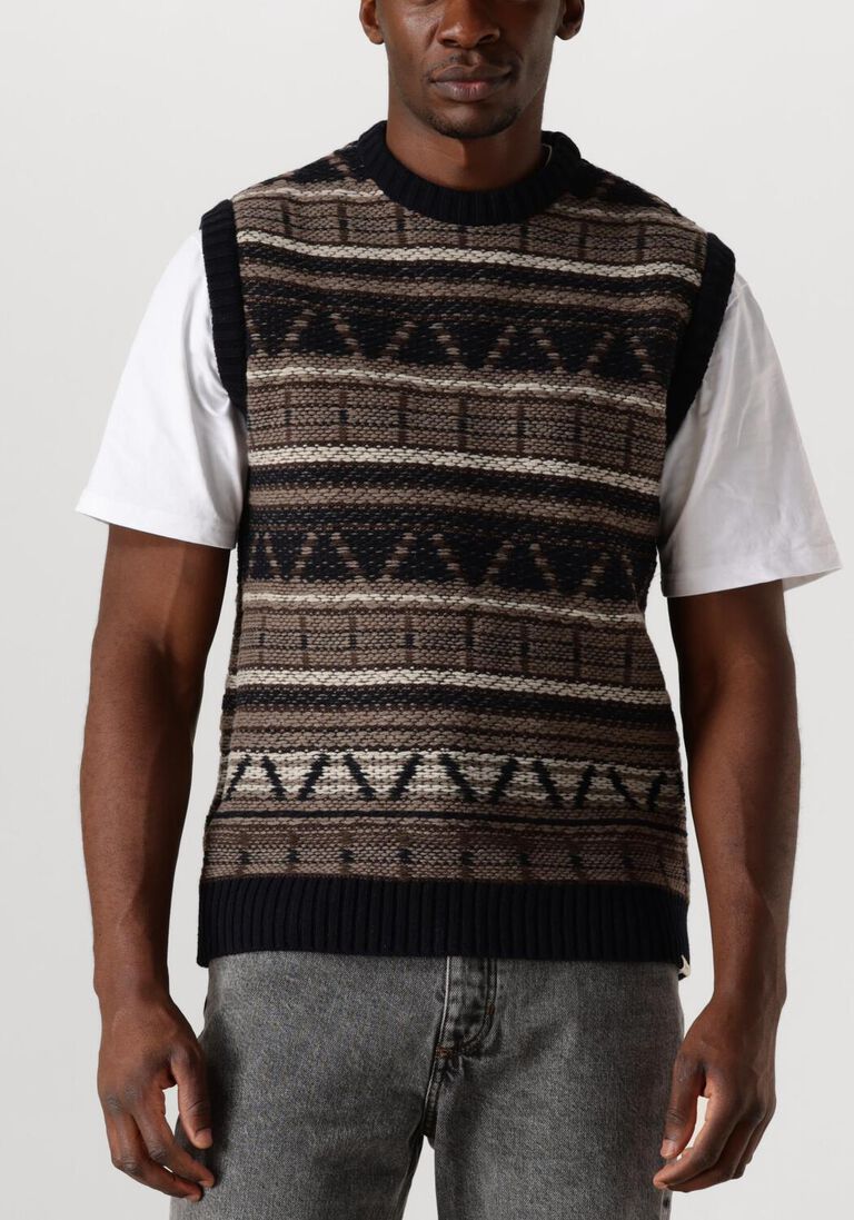 donkerblauwe forét spencer cone jacquard vest