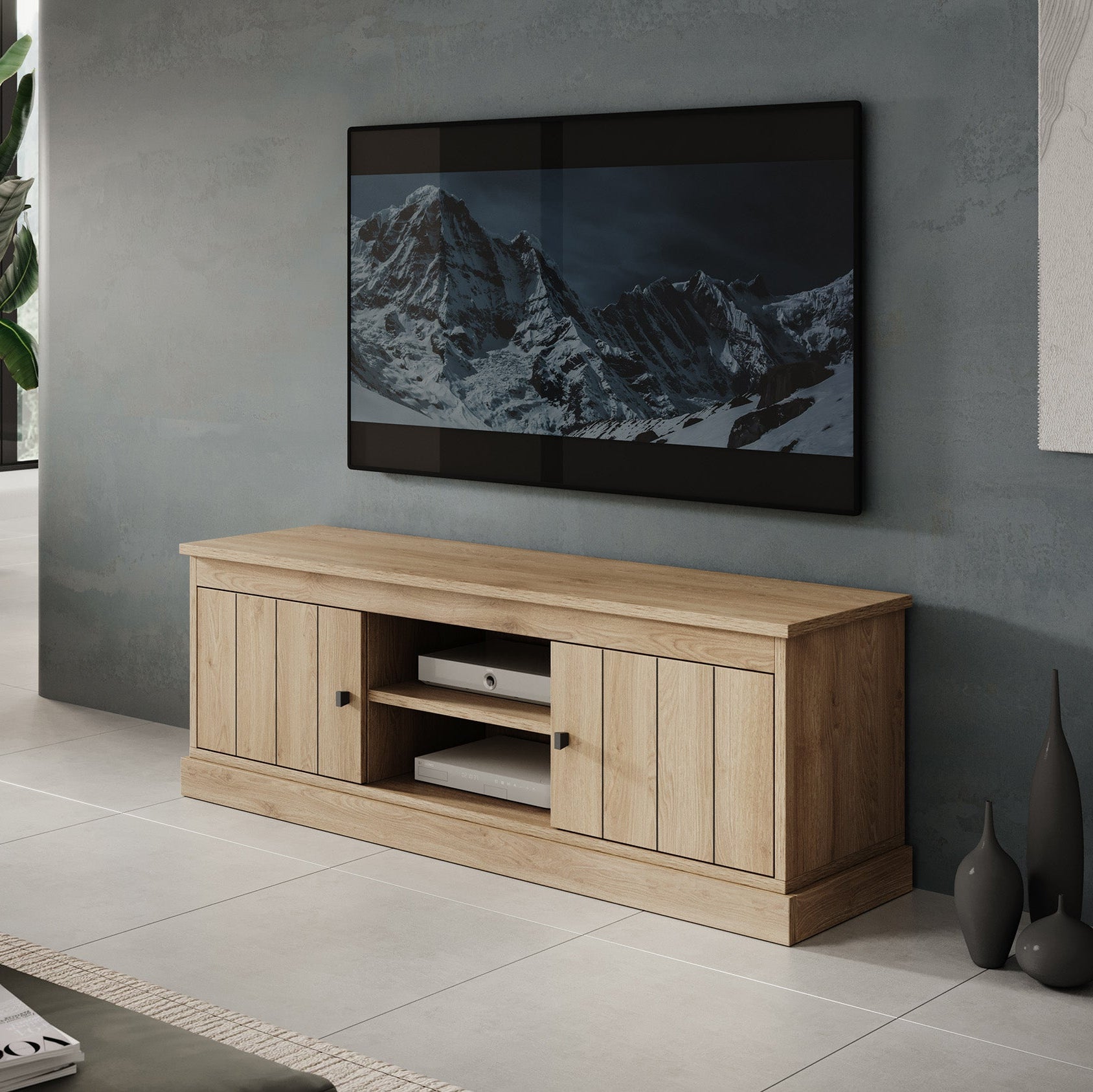 Vince - TV-Meubel met 2 deuren - Eiken - 155 cm