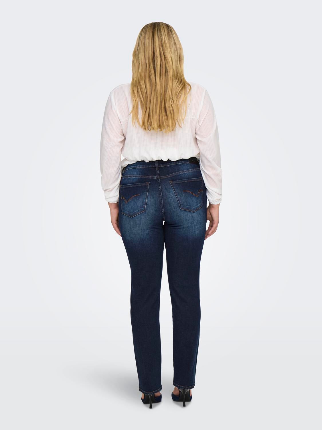 CARALICIA Mittlere Taille Gerade geschnitten Jeans Dark Blue Denim