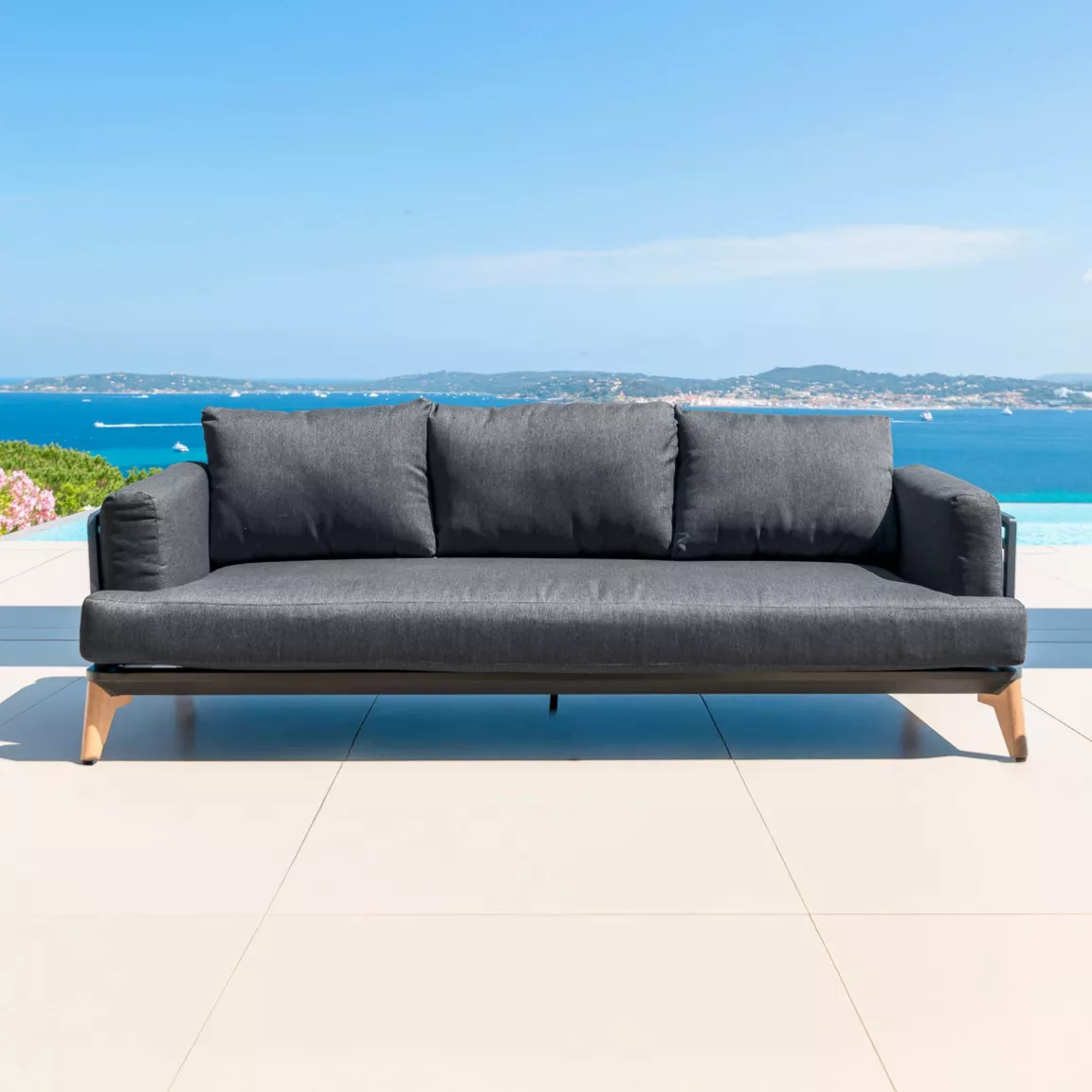 Salon de jardin aluminium 12 places 8 pcs Monte Carlo Gris anthracite