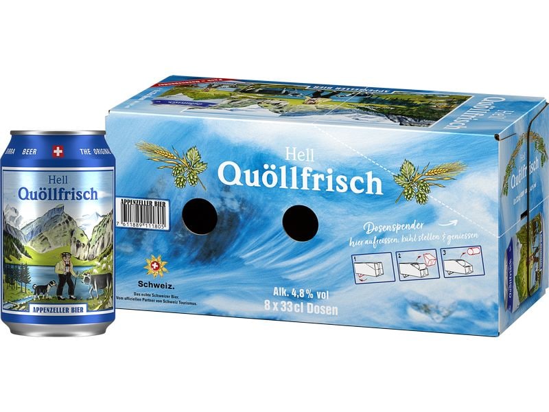 Appenzeller Bier Bier Quöllfrisch hell 8 x 0.33 l Lagerbier aus dem Appenzell