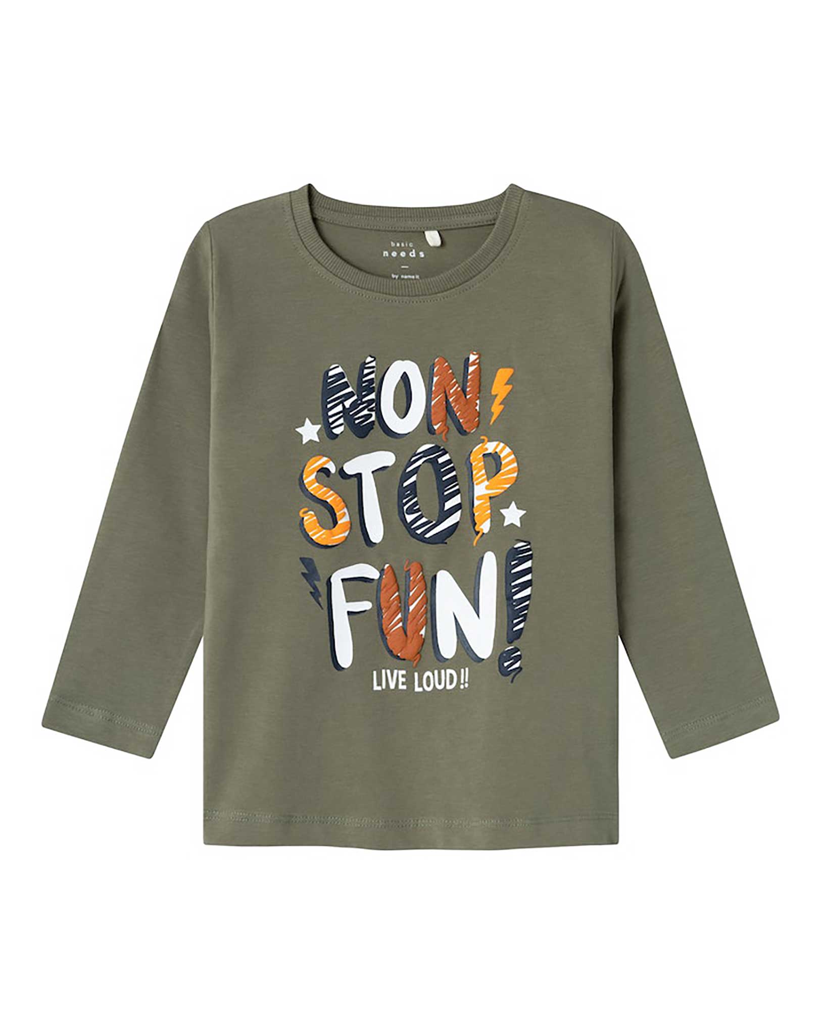 Langarmshirt NMMVUX LIVE LOUD in dusty olive