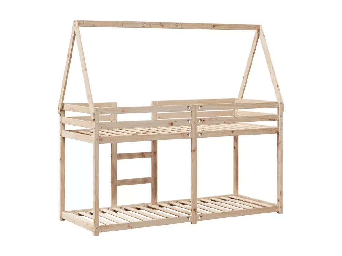 Lit superposé avec toit 75x190 cm bois de pin massif