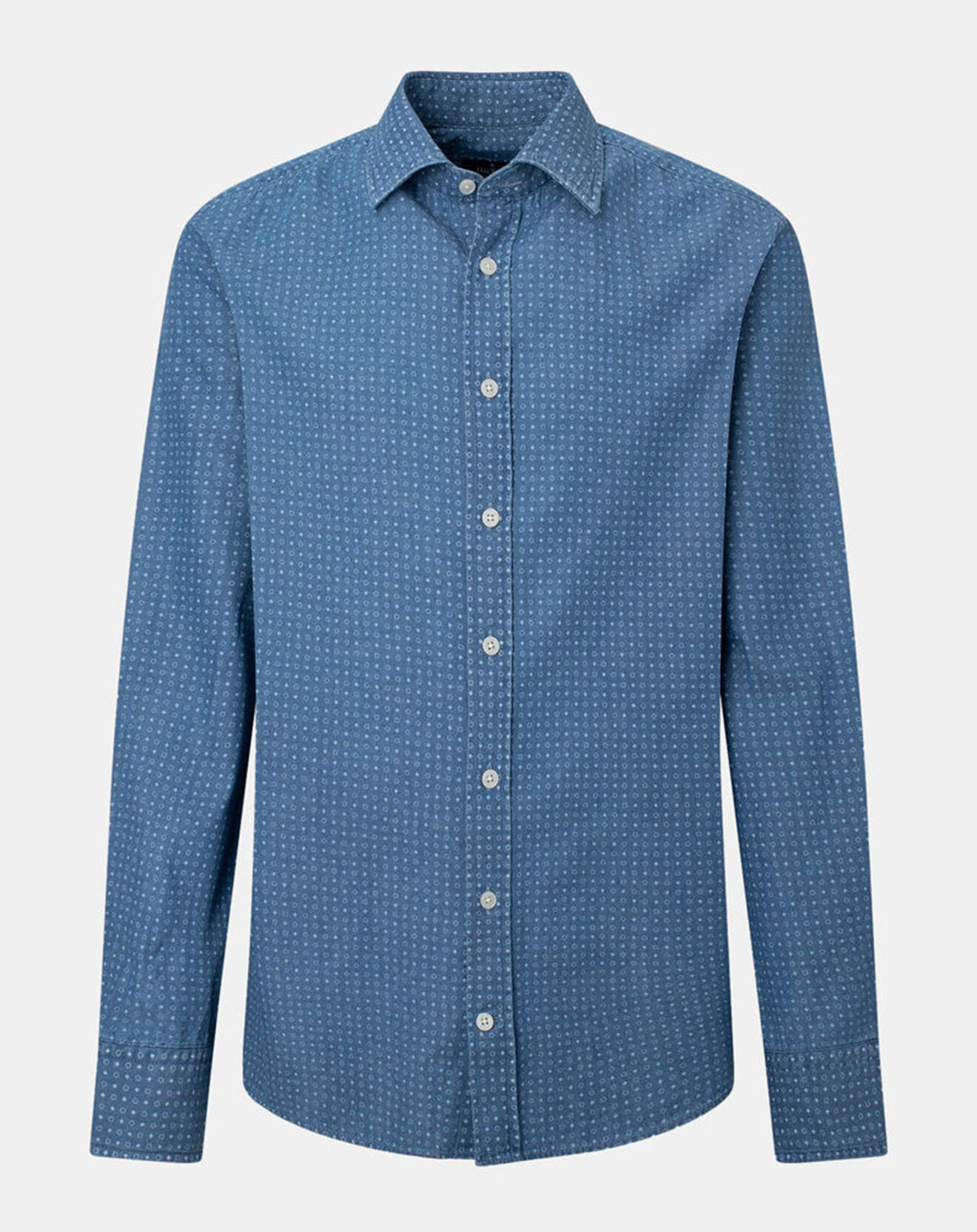 Hackett London Chemise Slim Fit à imprimé géométrique bleue
