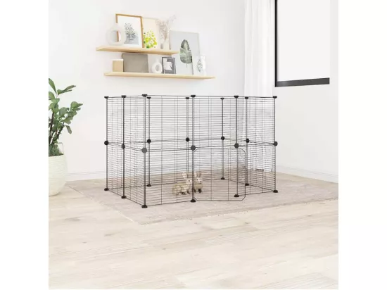 Cage animaux de compagnie à 20 panneaux et porte Noir 35x35 cm
