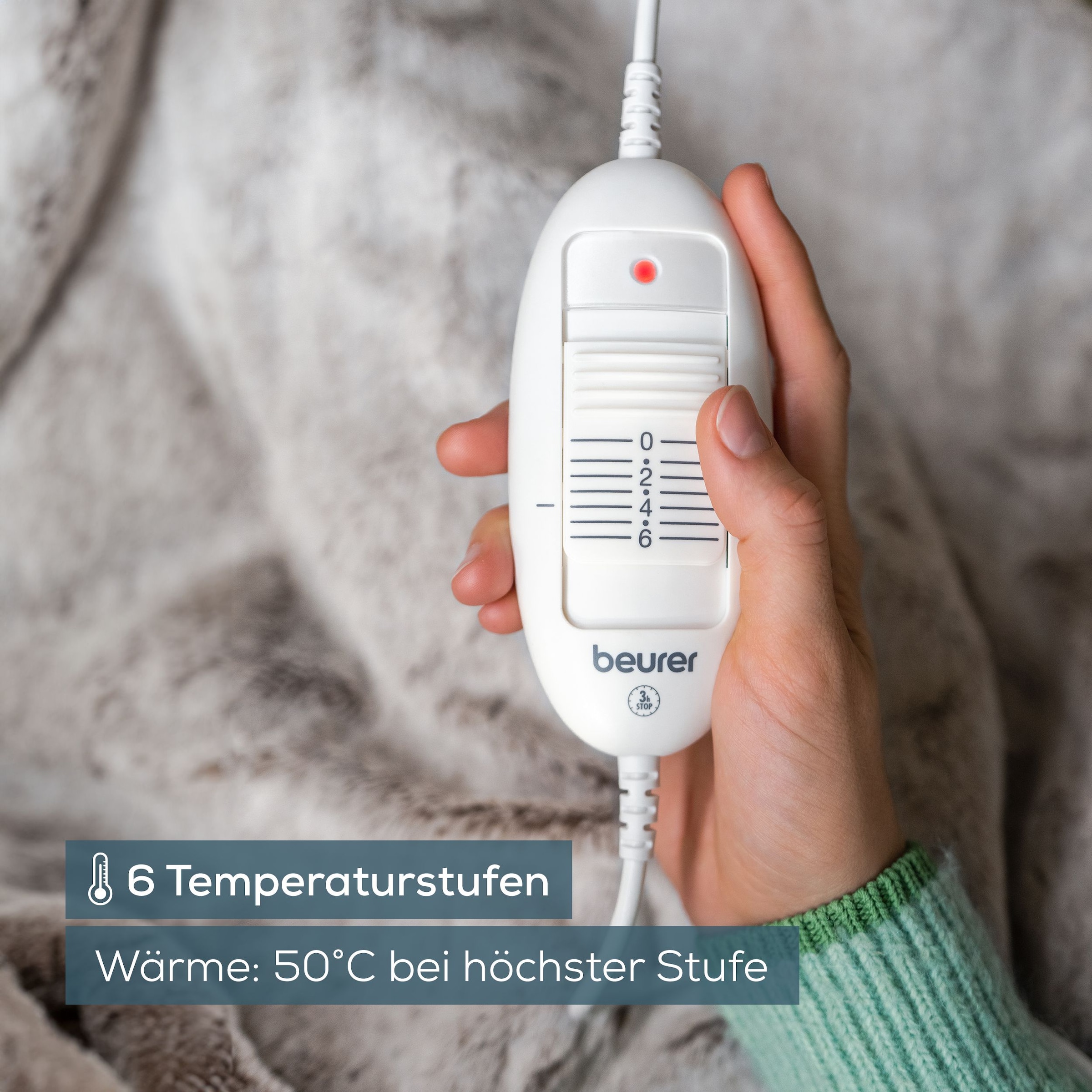 BEURER Heizdecke »HD 75 nordic taupe, elektrische Wärmedecke zum Einkuscheln« 6 Temperaturstufen, kuscheliges Material, maschinenwaschbar