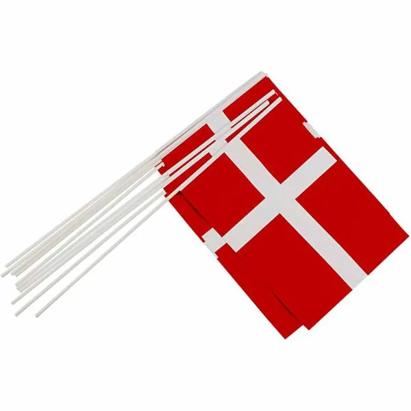 Flag på pind 20x25 cm papir - (10 stk.)