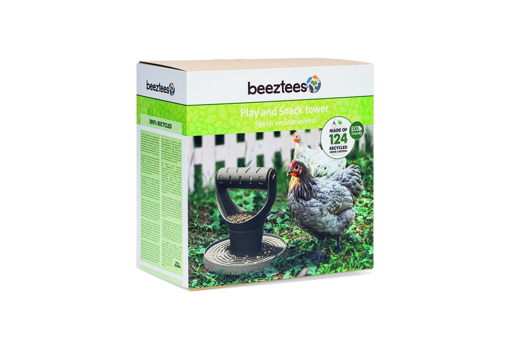 Beeztees Voertoren  - Kippenvoerbak - Grijs Groen - 30x30x30 cm