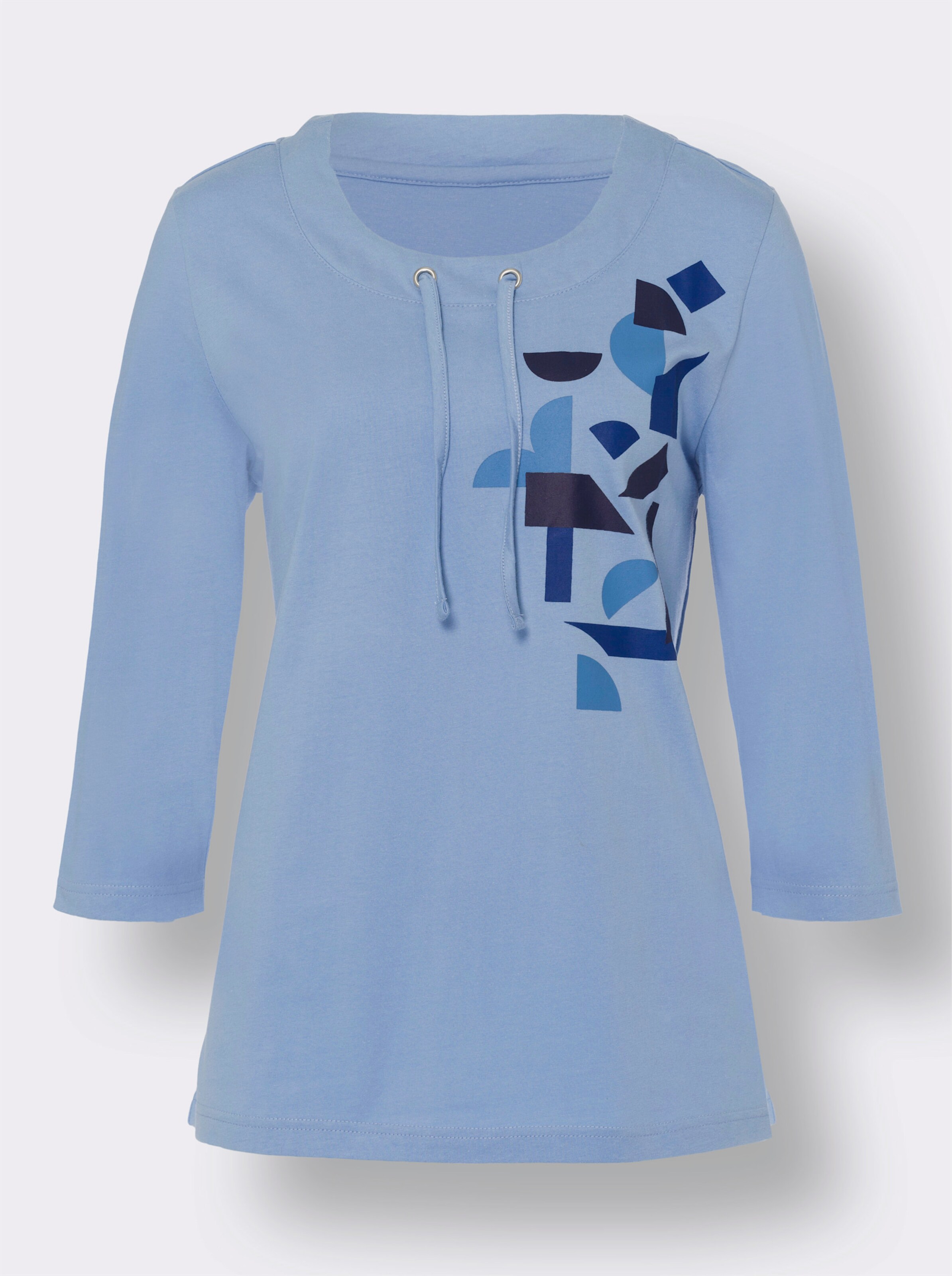 34-Arm-Shirt mit Print im Vorderteil