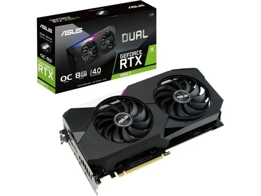 [OUTLET] - ASUS DUAL-RTX3060TI-O8G-V2 - OC Edition - grafikkort - GF RTX 3060 Ti - 8 GB GDDR6 - PCIe 4.0 - 2 x HDMI, 3 x DisplayPort - LHR