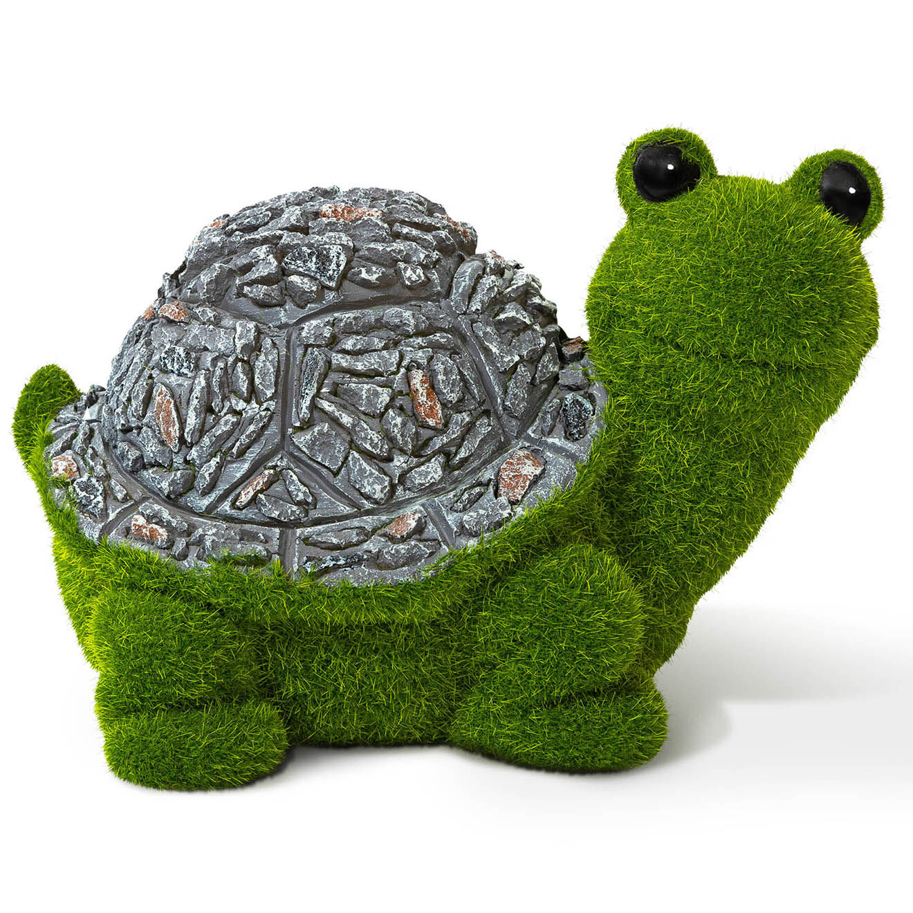 Pratik Garden Tortue miniature en gazon vert/gris - 20x17x14 cm