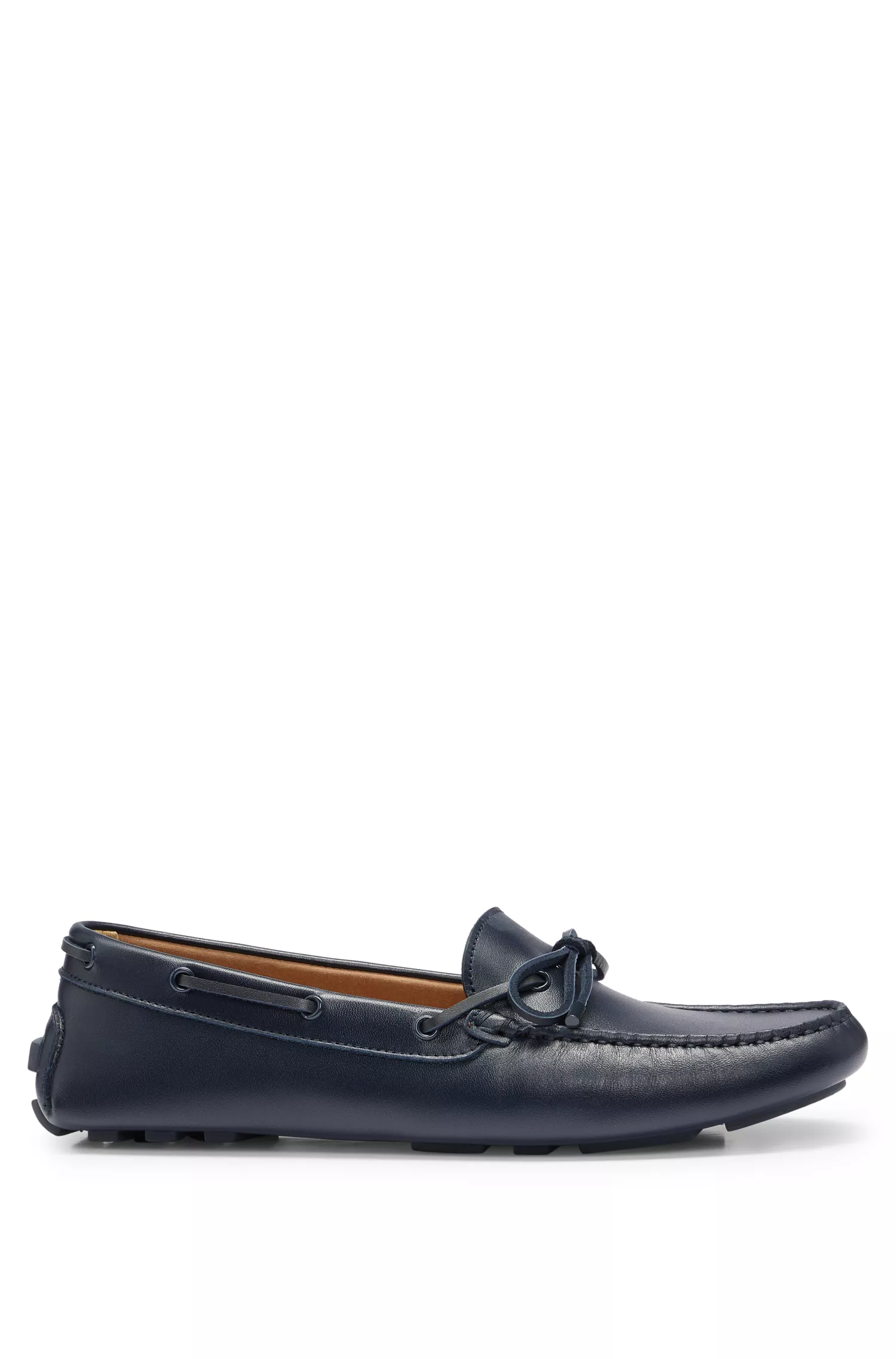 Mocassins BOSS Black-Driver em couro com detalhe de laço