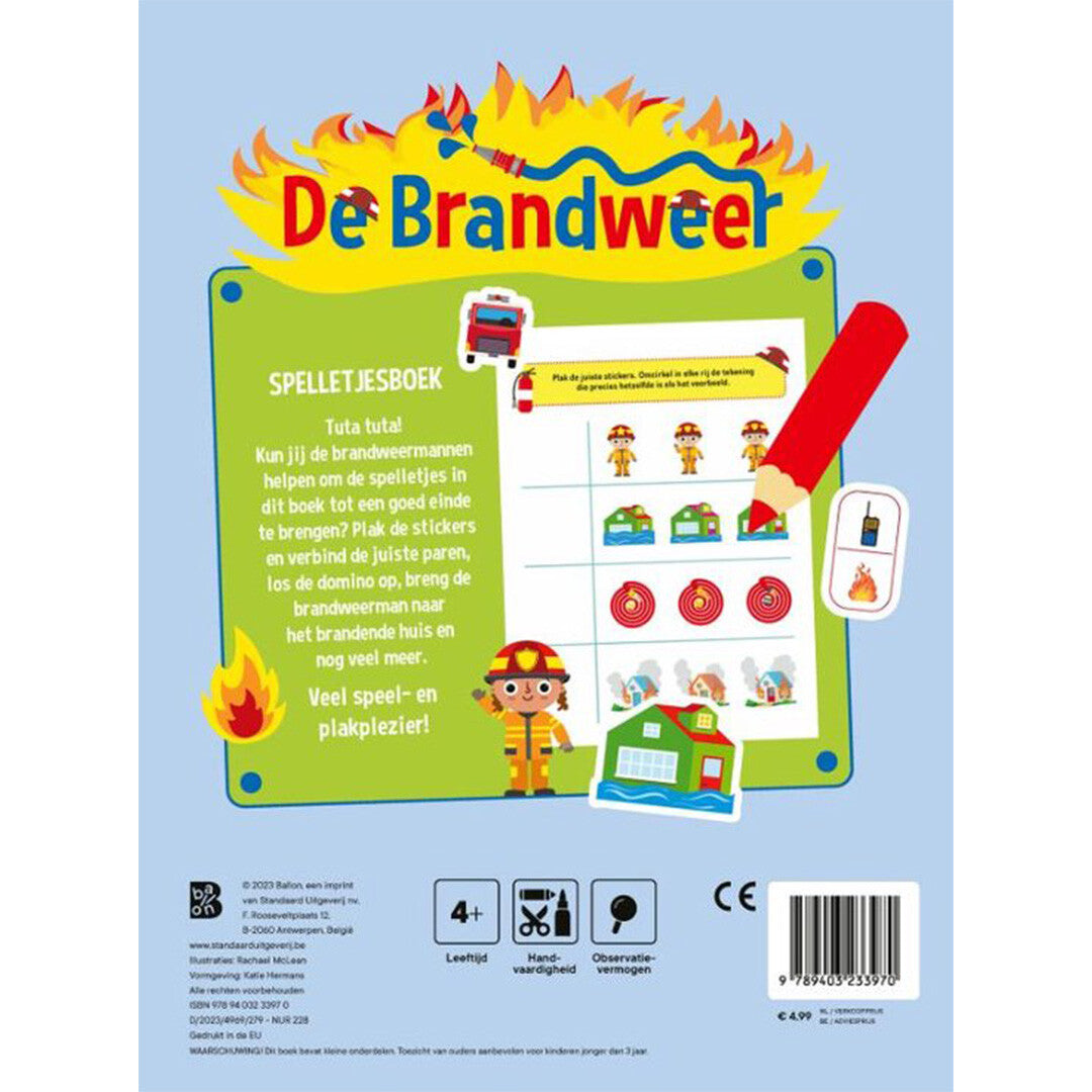 Uitgeverij ballon de brandweer spelletjesboek