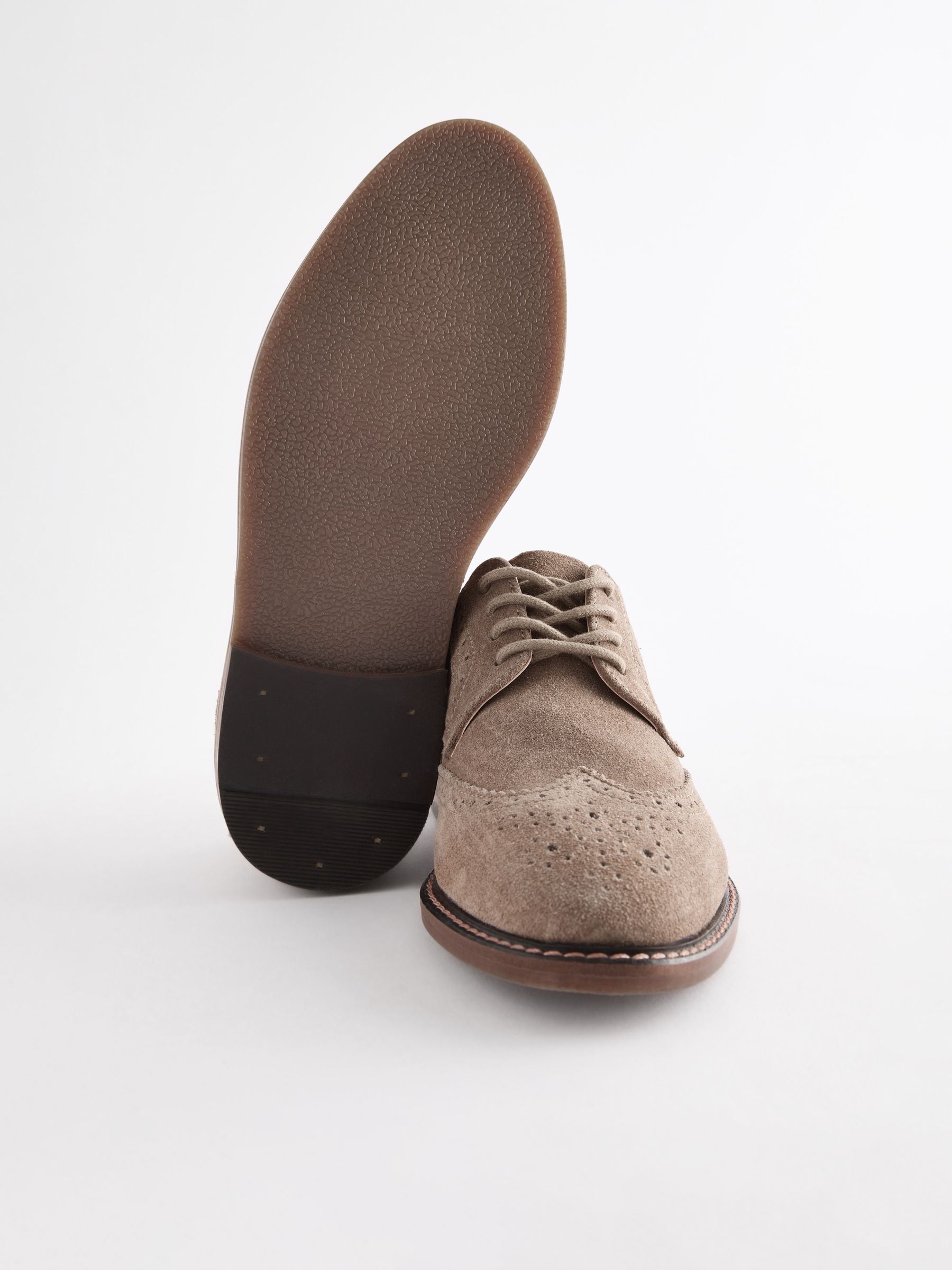 Neutraal suède - Leren Brogue schoenen met veters