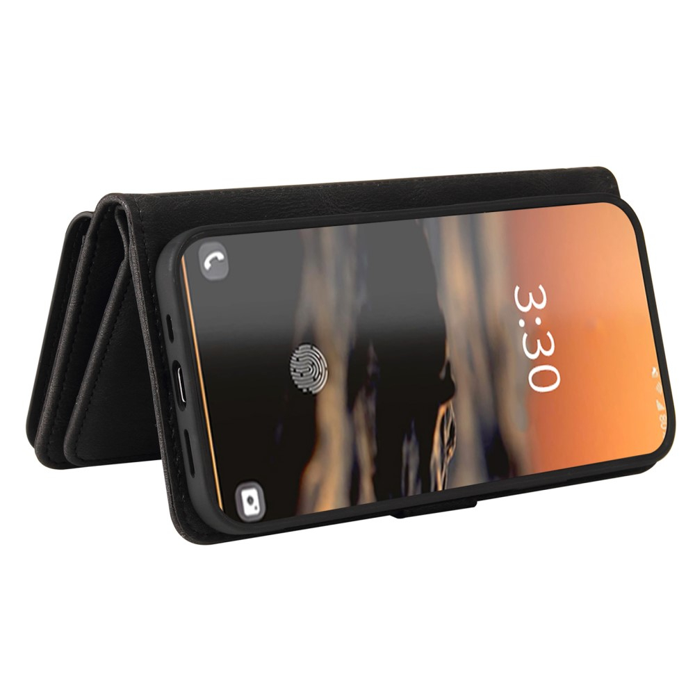 Samsung Galaxy S23 Ultra 5G Leder Wallet Etui Tasche mit 15 Kartenfächern   Münzfach - Schwarz