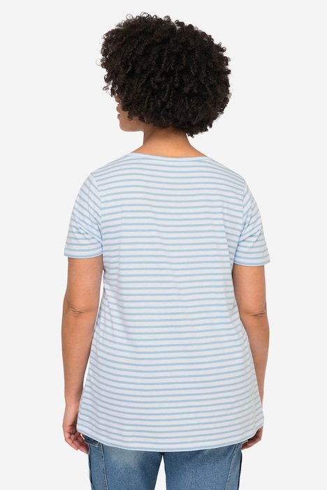 Ringelshirt, Druck-Motiv, Rundhals, Halbarm