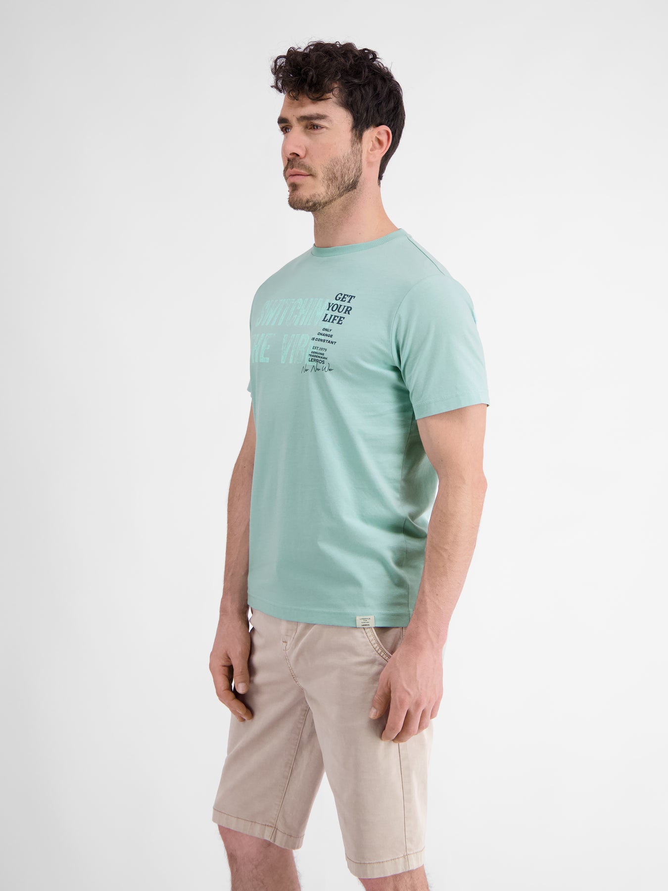 Unifarbenes T-Shirt für Herren mit Brustprint