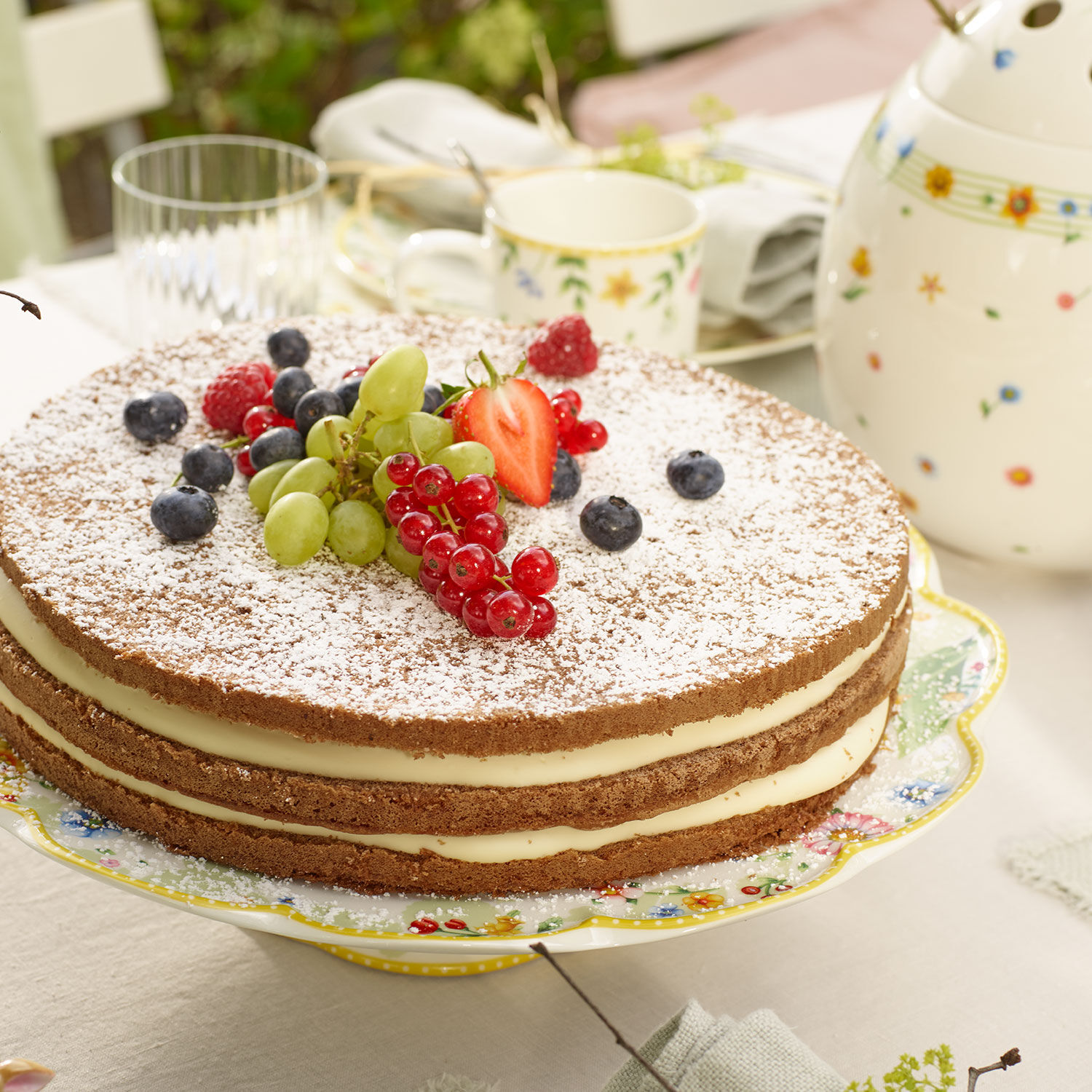 Spring Awakening Cake stand Yellow, 13'', Premium Porcelain